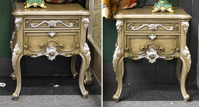 Lot 1398 - A Pair of Two-Drawer Bedside Chests, simulated...