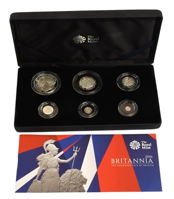 Lot 432 - UK, Silver Proof Britannia Set 2016, 6 coin...