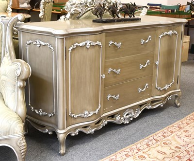 Lot 1403 - A Serpentine Fronted Sideboard, simulated...