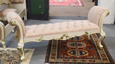 Lot 1406 - A Painted and Parcel Gilt Window Seat, with...