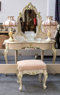 Lot 1407 - A Painted and Parcel Gilt Kidney-Form Dressing...