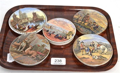 Lot 238 - Five Pratt pot lids