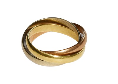 Lot 329 - A 9 Carat Tri-Colour Gold Russian Band Ring,...