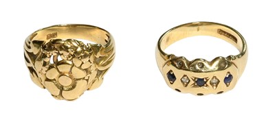 Lot 333 - A 9 Carat Gold Sapphire and Diamond Five Stone...