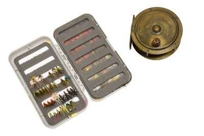 Lot 3058 - An All Brass 4" Plate Wind Salmon Fly Reel