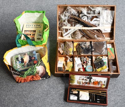 Lot 3043 - A Large Flytying Box Containing Various Tools and Materials
