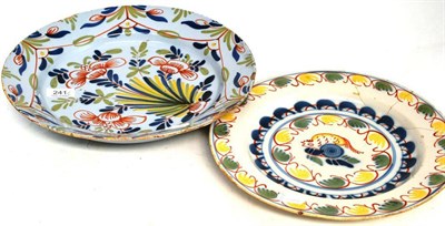 Lot 241 - A Delft polychrome dish and a similar platter (2)