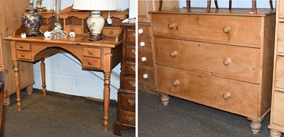 Lot 1174 - A Victorian Pine Three-Height chest, on turned...