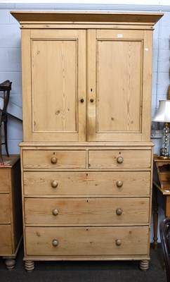 Lot 1175 - An Early Victorian Pine Linen Press, with...