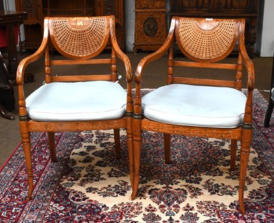 Lot 1261 - A Pair of Regency Style Painted Satinwood...
