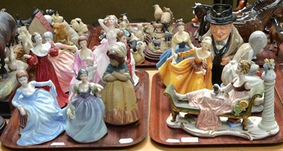 Lot 253 - Two trays of Coalport, Royal Doulton, Nao, and renaissance figures