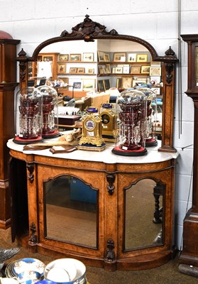 Lot 1283 - A Victorian Inlaid Figured Walnut Mirror...
