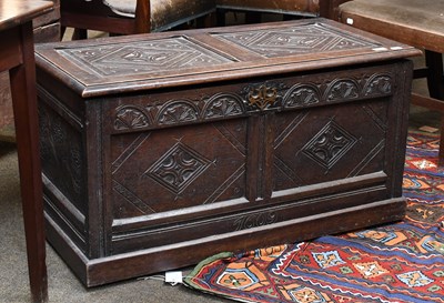 Lot 1295 - A 17th Century and Later Carved Oak Two-Panel...