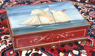 Lot 1299 - A Pine Box With Hinged Lid Painted With a...