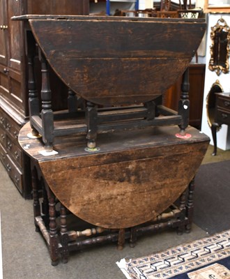 Lot 1315 - An 18th Century Oak Gateleg Dining Table, with...