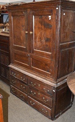 Lot 1316 - An 18th Century Oak Livery Cupboard, with...