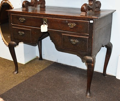 Lot 1319 - A George III Oak Three Drawer Side Table, with...