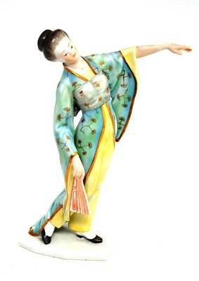 Lot 258 - A Herend china figure of a Japanese lady