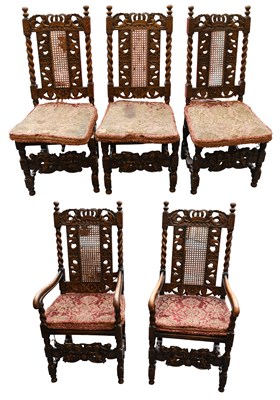Lot 1516 - A Set of Five 19th Century Carved Oak Dining...