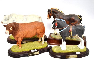 Lot 260 - Hereford Fine China shire horse, two Best of Breed bulls and a Best of Breed shire horse