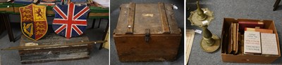Lot 1336 - A Painted and Stencilled Metal Mounted Trunk...