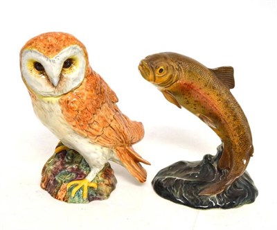 Lot 263 - Beswick leaping trout and an owl (2)