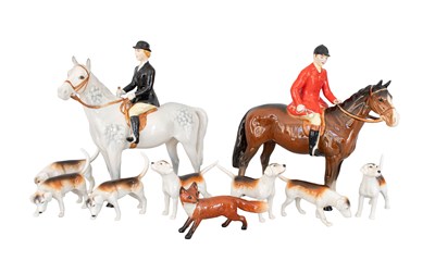 Lot 1110 - Beswick Hunting Group Comprising: Huntsman...