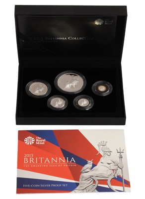 Lot 324 - UK, Silver Proof Britannia Collection 2013, 5...