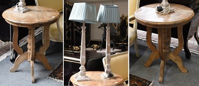 Lot 1373 - A Pair of Modern Circular Lamp Tables, on open...