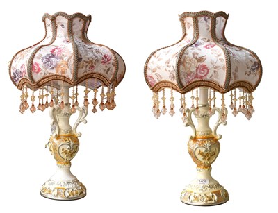 Lot 1408 - A Pair of Urn Formed Table Lamps, each with...