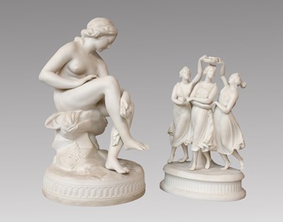 Lot 18 - A Parian Figure of a Bather, 19th century,...