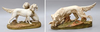 Lot 9 - A Royal Dux Porcelain Model of Two Hounds;...