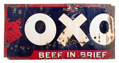 Lot 3081 - Oxo - Beef In Brief Enamel Adverting Sign
