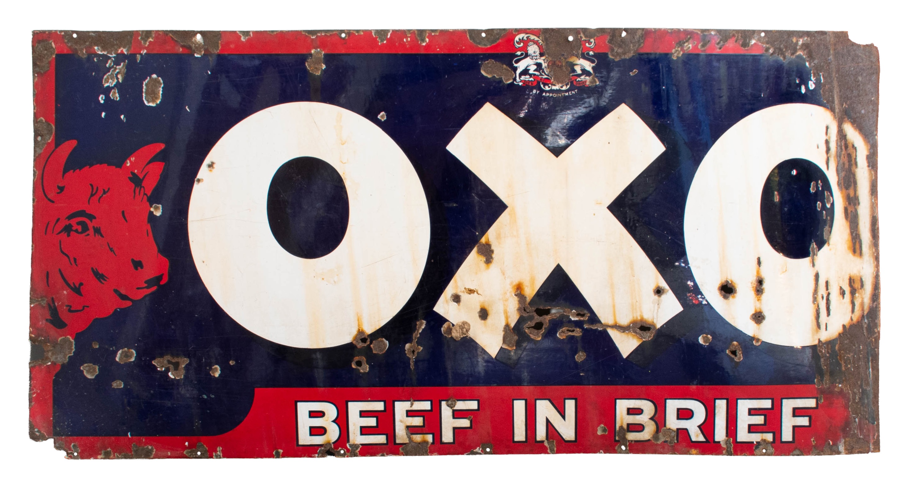 Lot 3081 - Oxo - Beef In Brief Enamel Adverting Sign