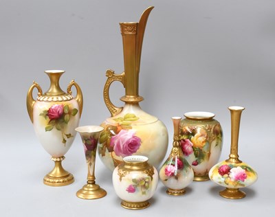 Lot 5 - Royal Worcester Porcelain, painted with roses...