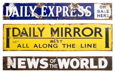 Lot 3078 - Daily Mirror - All Along The Line 1d Enamel Adverting Sign