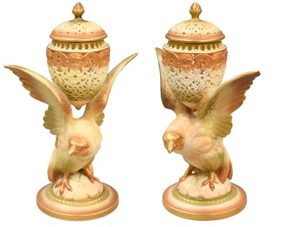 Lot 181 - A Pair of Royal Worcester Porcelain Potpourri...