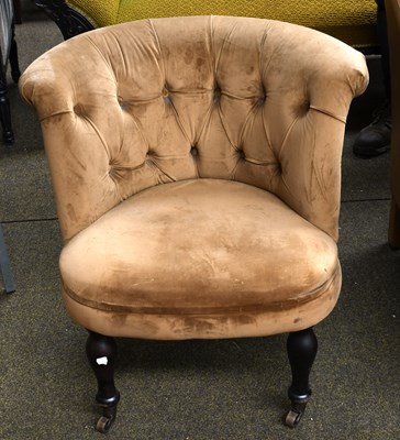 Lot 1273 - An Upholstered Button Back Tub Chair, on...