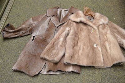 Lot 270 - A pony skin brown jacket and a light mink shawl