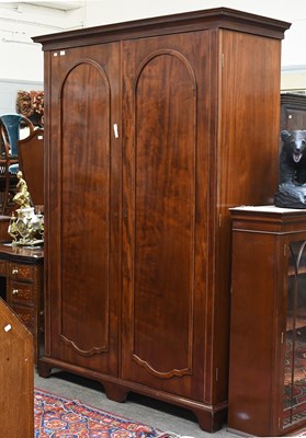 Lot 1304 - A Victorian Mahogany Double Wardrobe, inlaid...