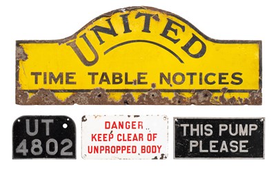 Lot 3085 - United Time Table Notices Enamel Bus Sign
