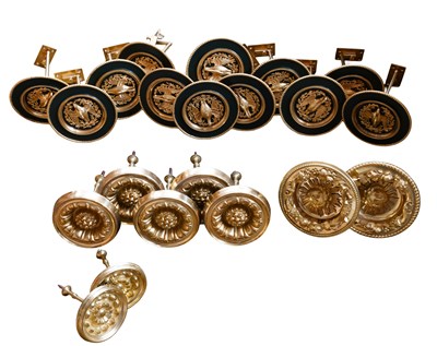 Lot 1049 - A Set of Twelve Gilt Metal Curtain Tie-Backs,...