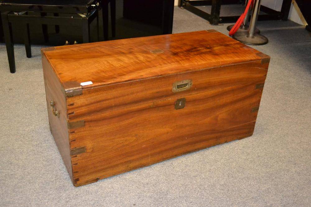 Lot 1281 - A Chinese Export Brass Bound Camphorwood Trunk, late 19th/early 20th century, 83cm by 45cm by 44cm