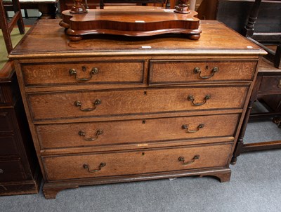 Lot 1436 - A George III Crossbanded Oak Four Height Chest...