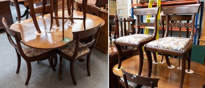 Lot 1371 - Set of Six Mahogany Regency Sabre Legged...