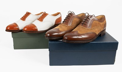 Lot 1044 - A Pair of Crockett & Jones Two Toned Brown and...