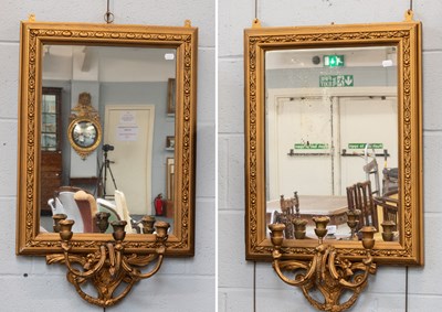 Lot 1347 - A Pair of Gilt Framed Girandoles each...