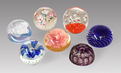 Lot 14 - Seven Glass Paperweights, including Caithness...