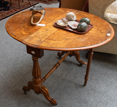 Lot 1533 - A Victorian Burr Walnut Drop Leaf Table, with...