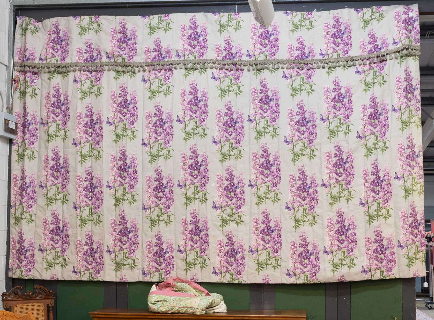 Lot 1017 - Large Single Modern Linen Curtain, printed...